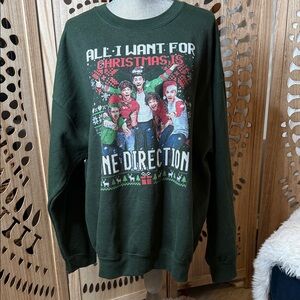 1D Festive Green Crewneck Sweater